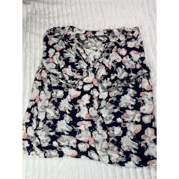 Saint Tropez West Blue Pink & Gray Abstract Print Popover Top Women's Size 1X - Picture 2 of 11